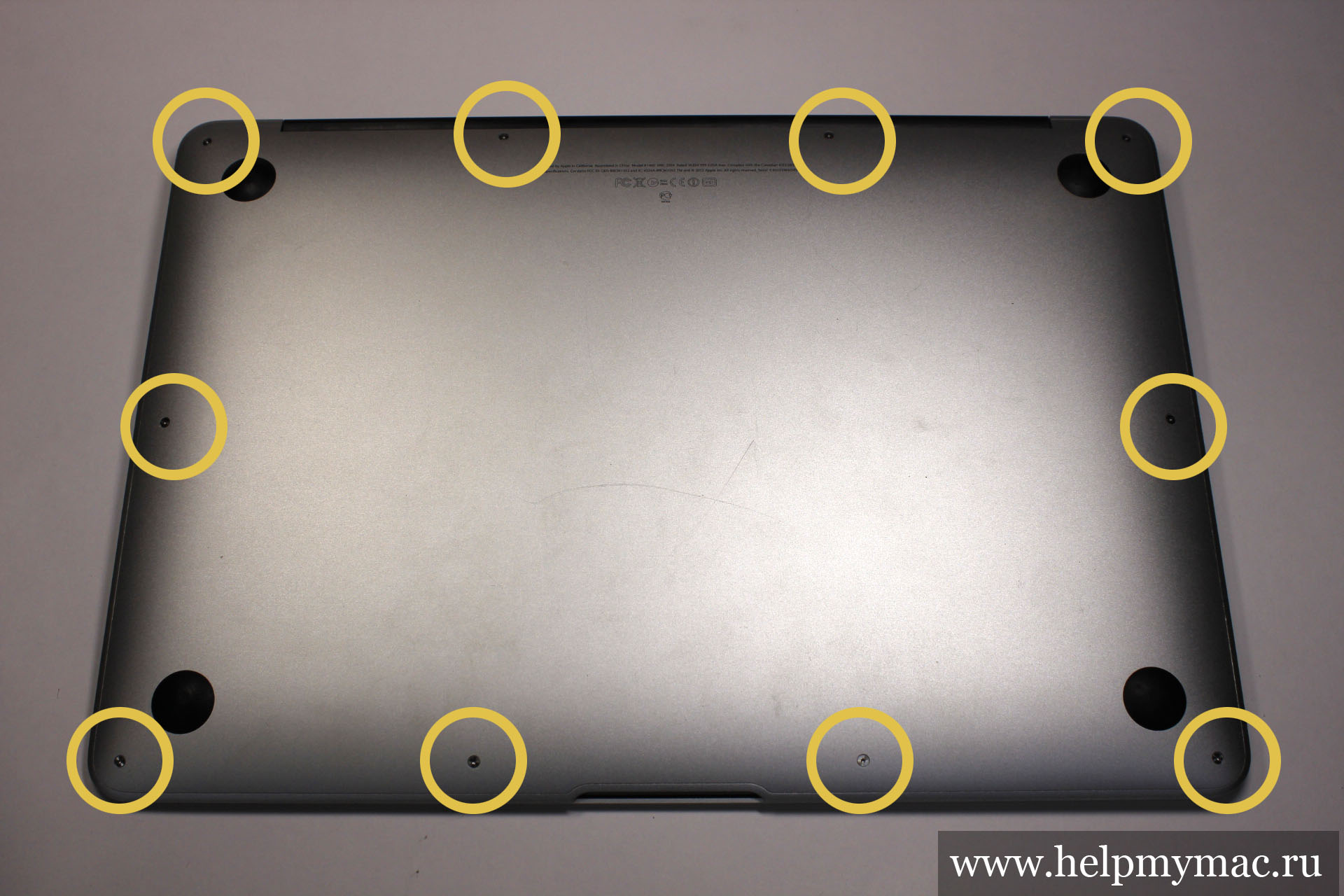 Нижняя крышка MacBook Air прикручена на 10 винтов Pentalobe